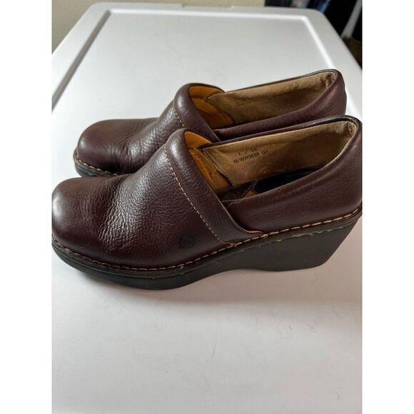 Born Leather Slip On Mules Clogs. Brown. Size 7/ Eur 38 - Picture 4 of 14